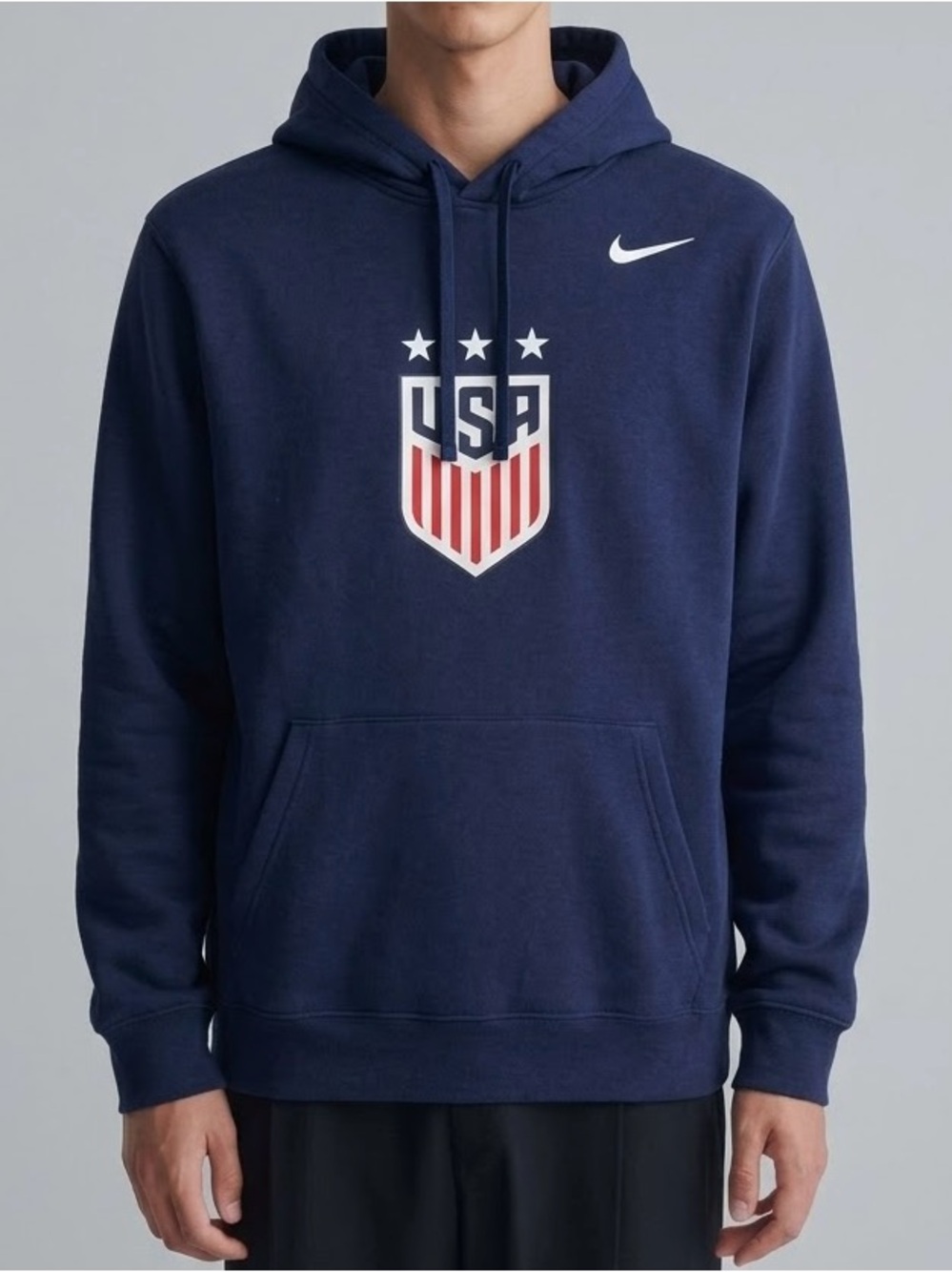 Nike Mens M US Soccer Therma Dri-Fit Fleece Pullover Hoodie Sweatshirt Navy